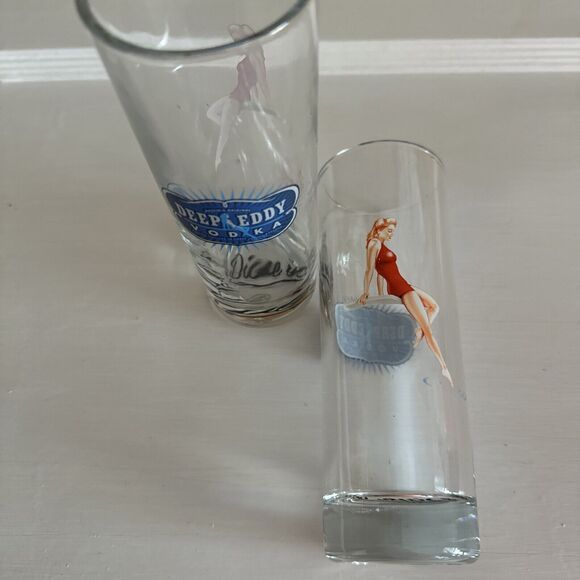 Two (2) Deep Eddy Bar Glasses 7.5” X 2” With Iconic Deep Eddy Girl - Picture 2 of 9